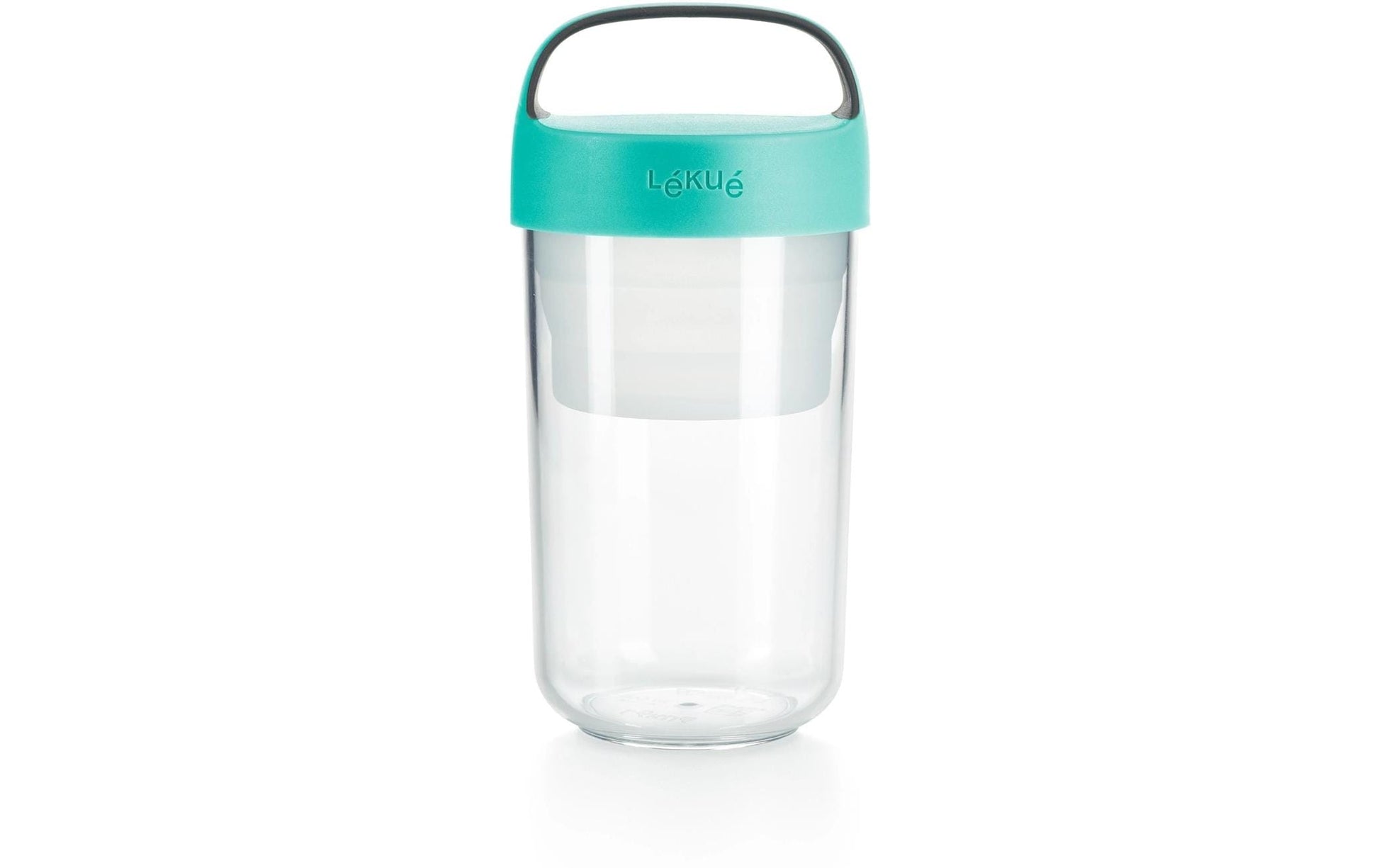 Lékué Lunchbecher – 600 ml, 9,2 × 9,2 × 18,8 cm, Kunststoff (Tritan), Türkis, mikrowellengeeignet