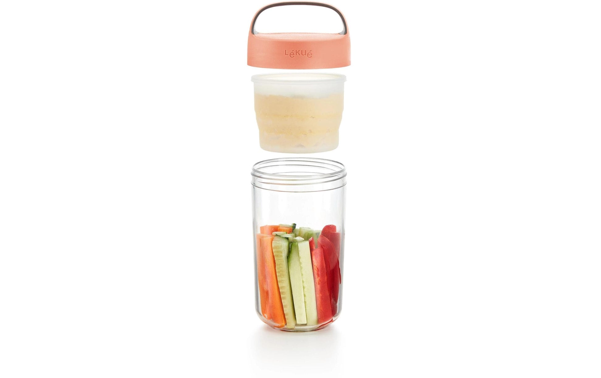 Lékué Lunchbecher To Go 600 ml, Ø 9,2 × 18,8 cm, Tritan, Koralle