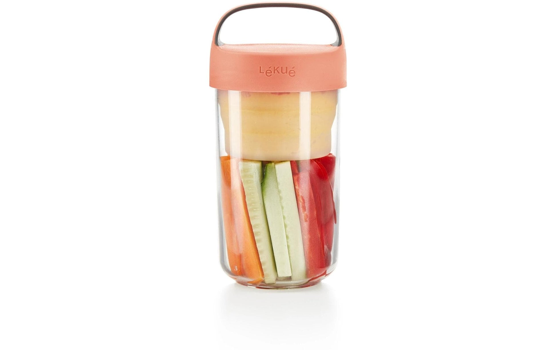Lékué Lunchbecher To Go 600 ml, Ø 9,2 × 18,8 cm, Tritan, Koralle