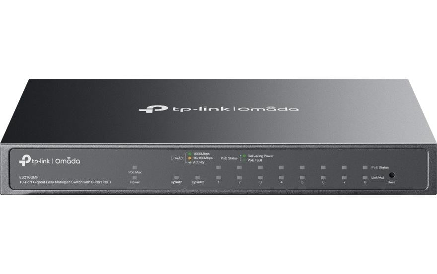 TP-Link ES210GMP – Managed Switch – 10×GbE, 1×SFP, PoE+ 123 W