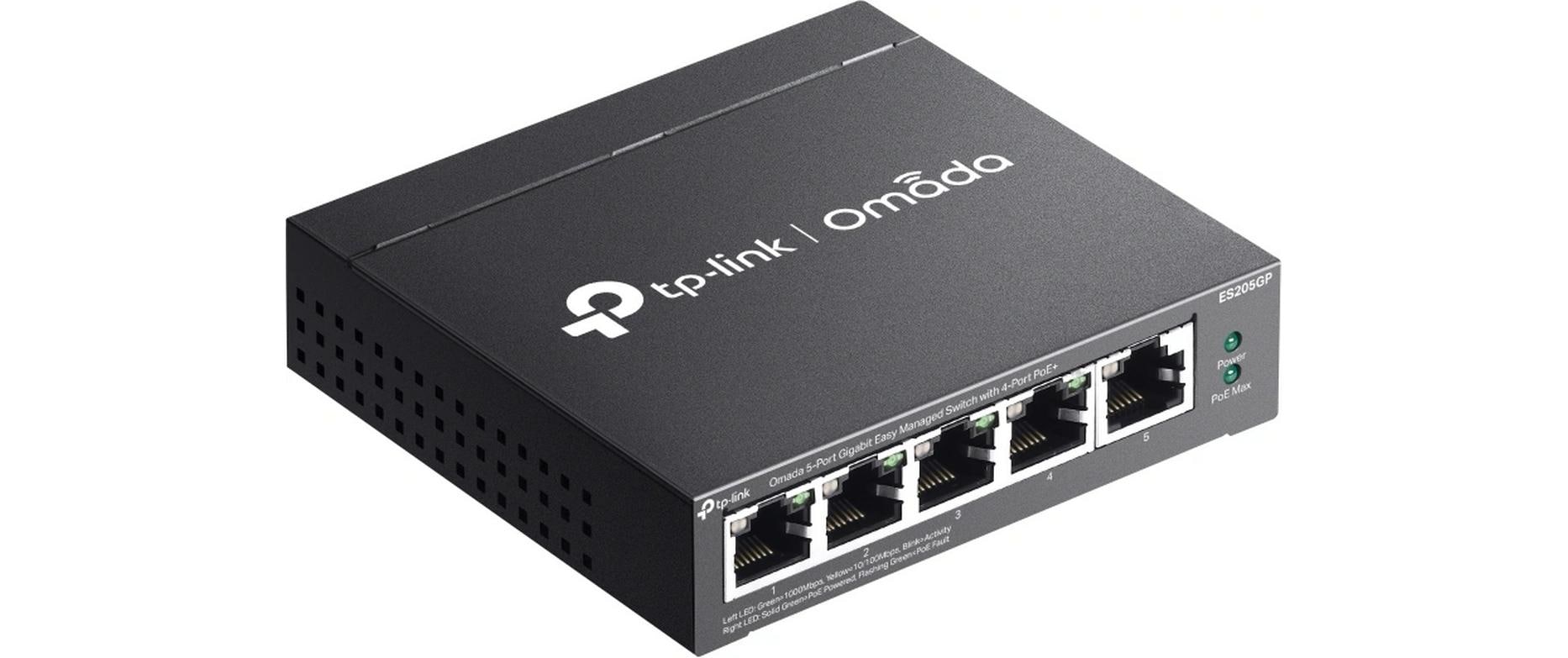 TP-Link Omada ES205GP – Managed Switch – 5× 1G, 4× PoE+, PoE-Budget 65 W, Desktop