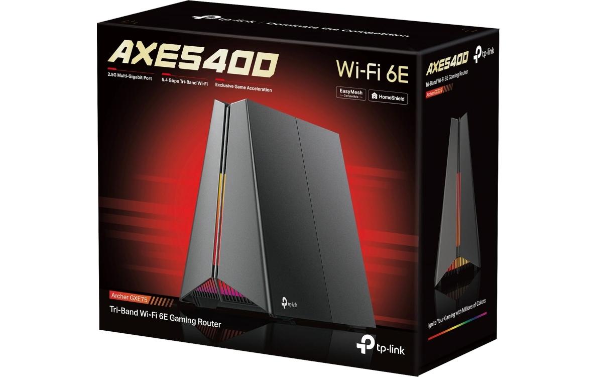 TP-Link Archer GXE75 WLAN-Router – Wi-Fi 6E (AXE5400), Tri-Band (2,4/5/6 GHz), 2,5GbE, 5× RJ-45, USB 3.2