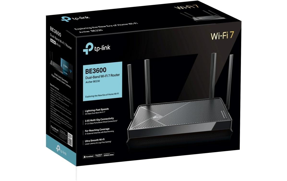 TP-Link Archer BE3600 – WLAN-Router – Wi-Fi 7 Dual-Band (2,4/5 GHz), 2,9 Gbit/s, 2.5GbE