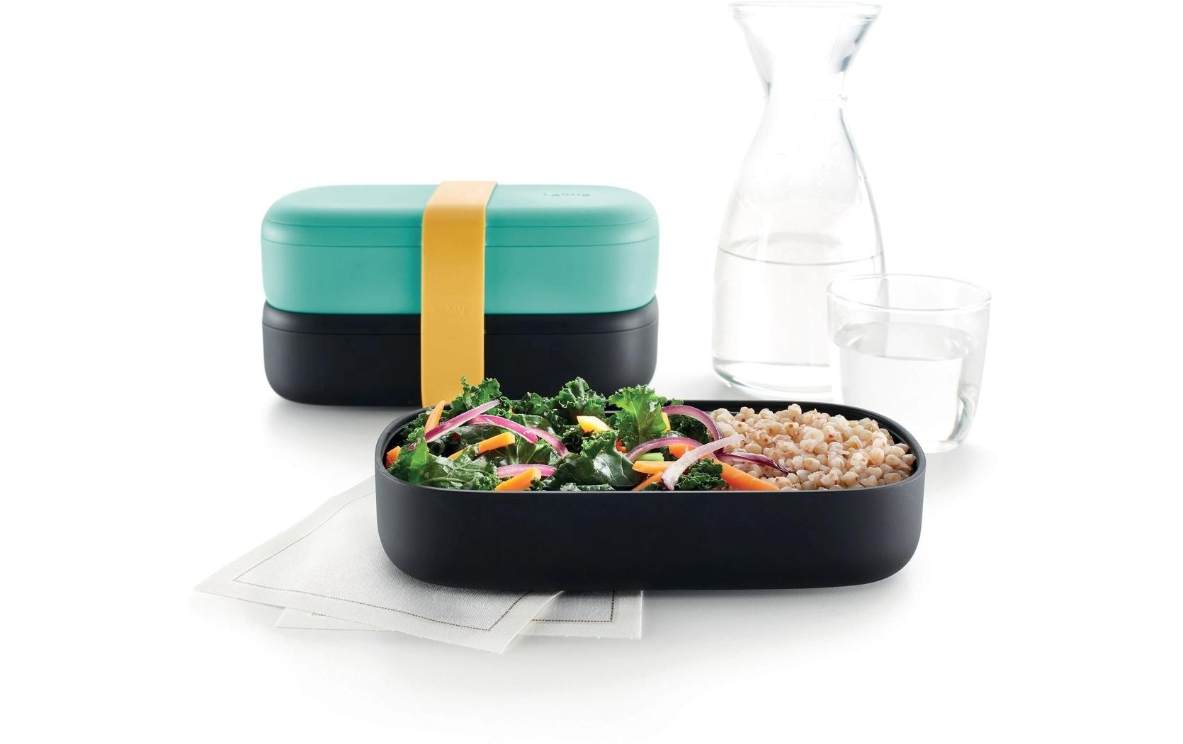 Lékué Lunchbox – 1 l, 10.0 × 19.2 × 11.0 cm, Kunststoff (PP), türkis, abnehmbarer Deckel, spülmaschinenfest
