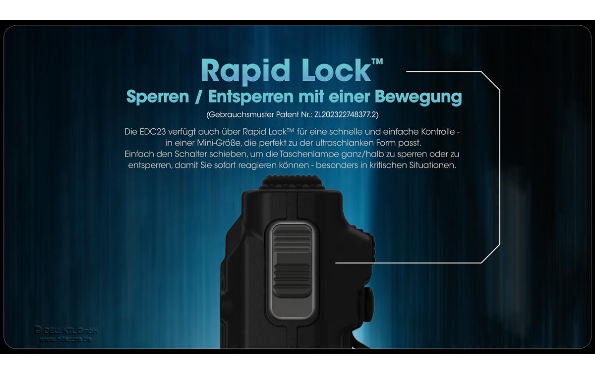 Nitecore Taschenlampe EDC23 – 2500 lm, 280 m, IP54, USB, Akku, 6 Modi – Schwarz
