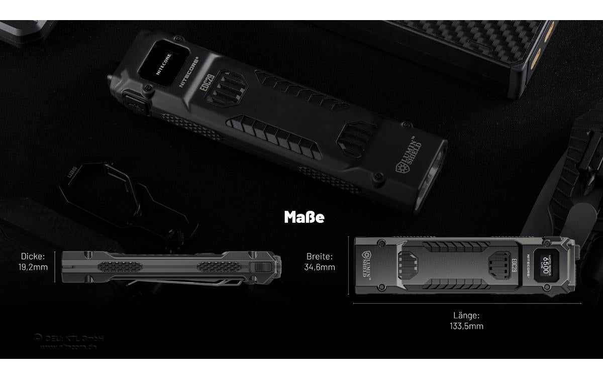 Nitecore Taschenlampe EDC29 – 6500 lm, 400 m, IP54, USB aufladbar, Modi – Schwarz