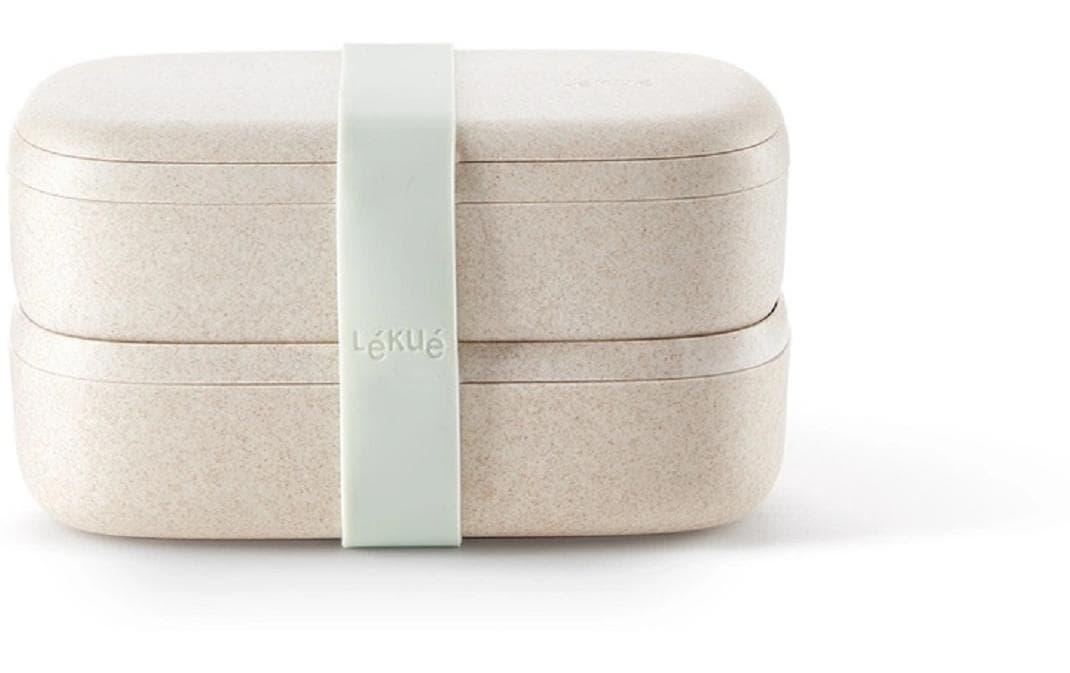Lékué Lunchbox – 1 l, 10,0 × 19,2 × 11,0 cm, Kunststoff (PP), Beige, abnehmbarer Deckel, spülmaschinenfest