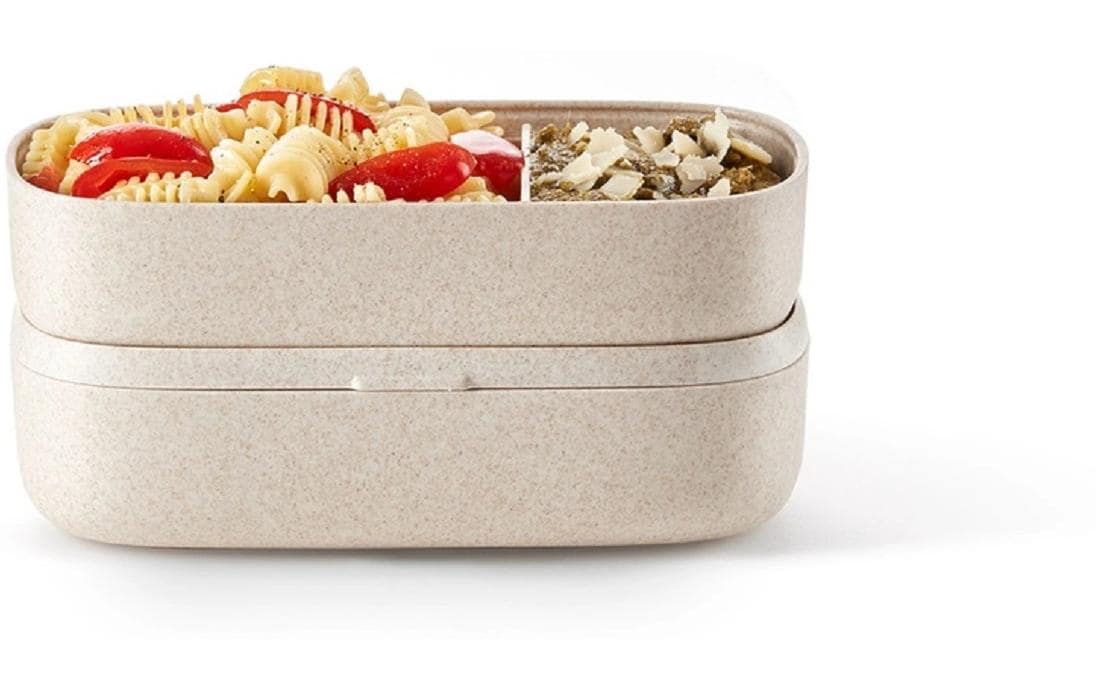 Lékué Lunchbox – 1 l, 10,0 × 19,2 × 11,0 cm, Kunststoff (PP), Beige, abnehmbarer Deckel, spülmaschinenfest