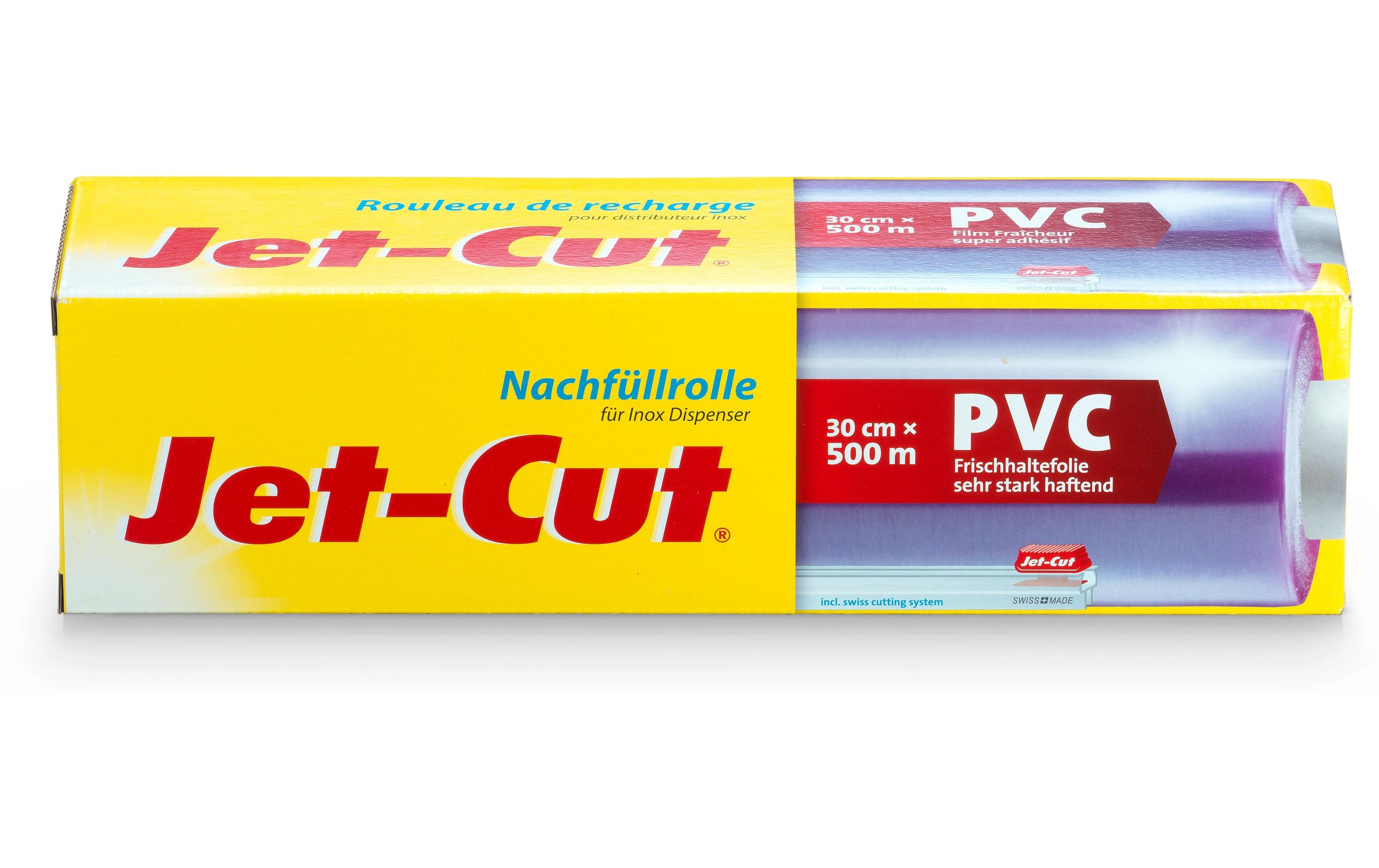 Jet-cut Frischhaltefolie 30 cm × 500 m, Polyethylen (PE), weiss/violett