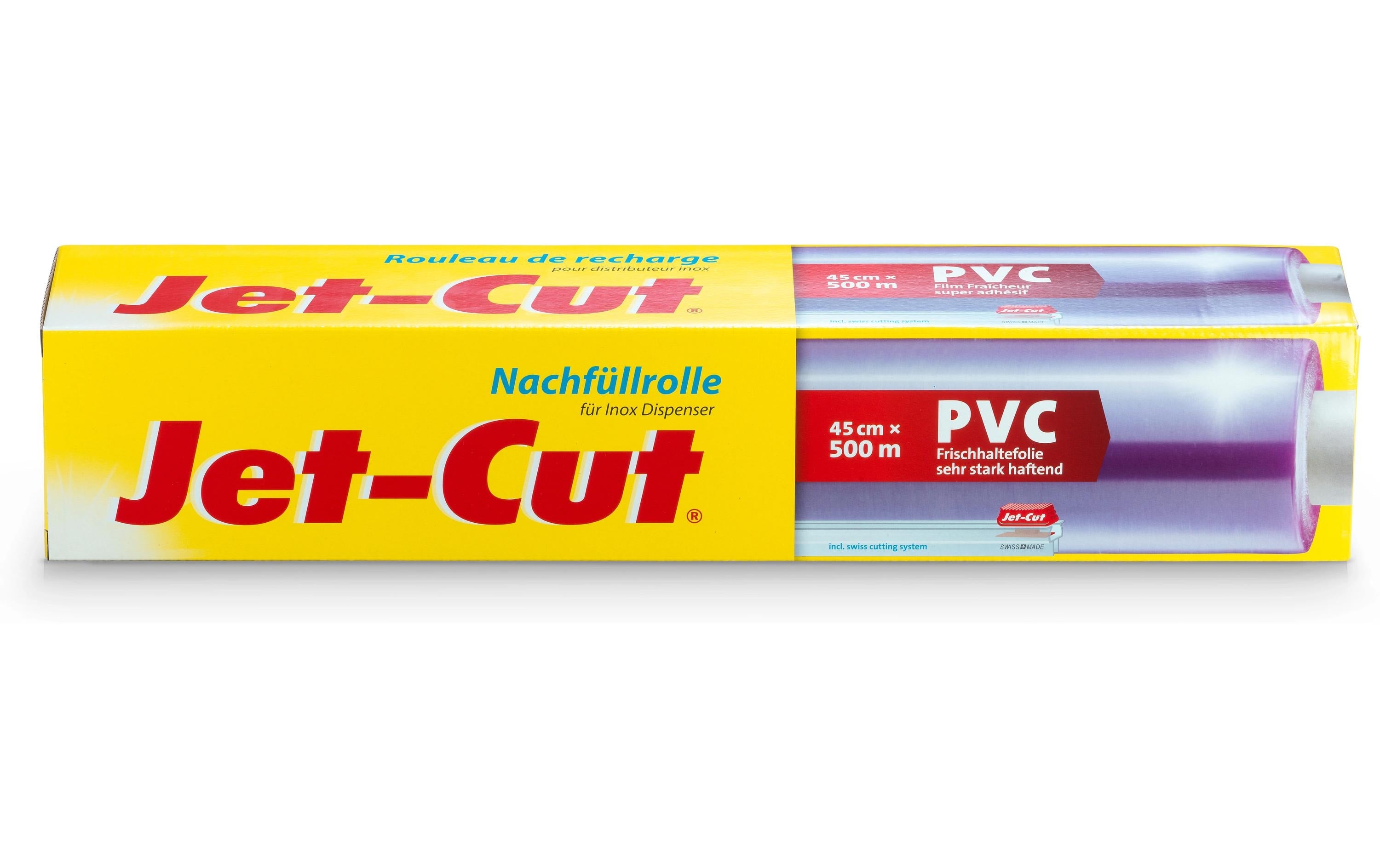 Jet-cut Frischhaltefolie 500 m × 45 cm, Polyvinylchlorid (PVC), weiss/violett