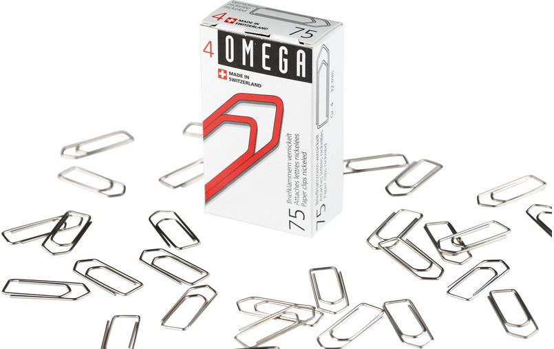 Omega Büroklammern – vernickelt – 32 mm – Metall – Silber – 75 Stück