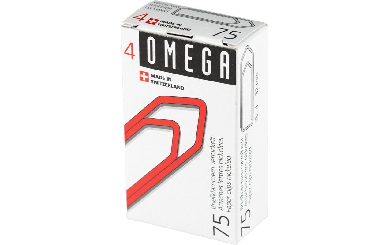 Omega Büroklammern – vernickelt – 32 mm – Metall – Silber – 75 Stück