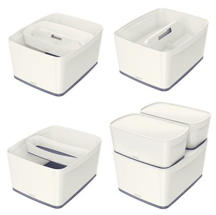 Leitz Aufbewahrungsbox MyBox – ABS-Kunststoff, weiss/grau, 31,8 × 19,8 × 38,5 cm