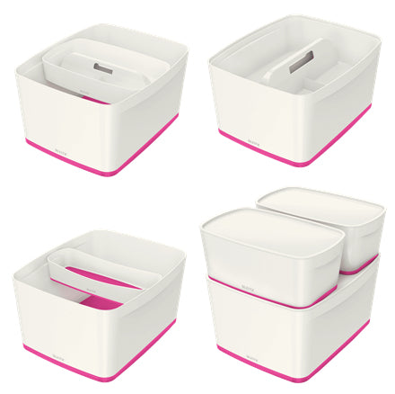 Leitz Aufbewahrungsbox – Kunststoff, weiss/pink, 31,8 × 19,8 × 38,5 cm