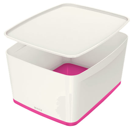 Leitz Aufbewahrungsbox – Kunststoff, weiss/pink, 31,8 × 19,8 × 38,5 cm