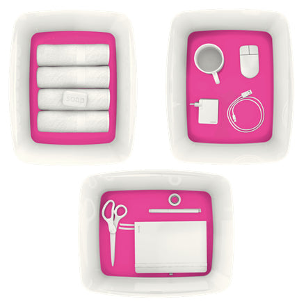 Leitz Aufbewahrungsbox – Kunststoff, weiss/pink, 31,8 × 19,8 × 38,5 cm