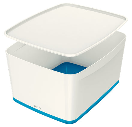 Leitz Aufbewahrungsbox MyBox – Kunststoff, weiss/blau, 31,8 × 19,8 × 38,5 cm