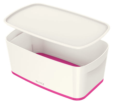 Leitz Aufbewahrungsbox MyBox – ABS-Kunststoff, weiss/pink, 31,8 × 12,8 × 19,1 cm