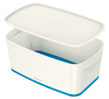 Leitz Aufbewahrungsbox MyBox – Kunststoff, weiss/blau, 31,8 × 12,8 × 19,1 cm