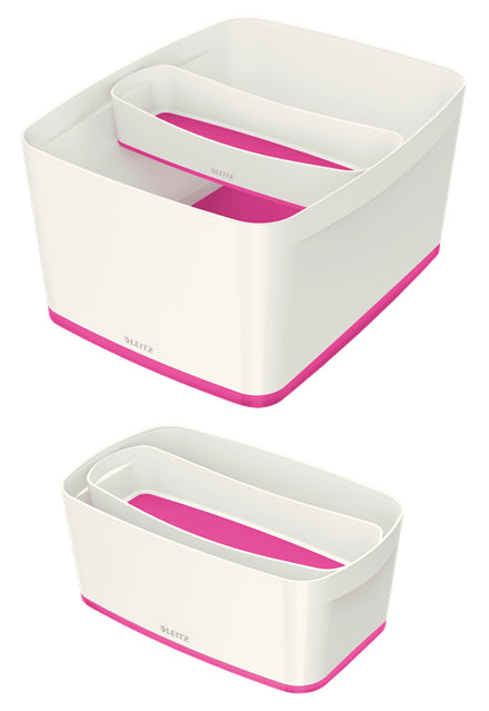 Leitz Aufbewahrungsschale MyBox – ABS-Kunststoff, Weiss/Pink Metallic, 30,7 × 5,5 × 10,5 cm