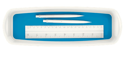 Leitz MyBox Aufbewahrungsschale – Kunststoff, weiss/metallblau, 30,7 × 5,5 × 10,5 cm