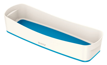 Leitz MyBox Aufbewahrungsschale – Kunststoff, weiss/metallblau, 30,7 × 5,5 × 10,5 cm