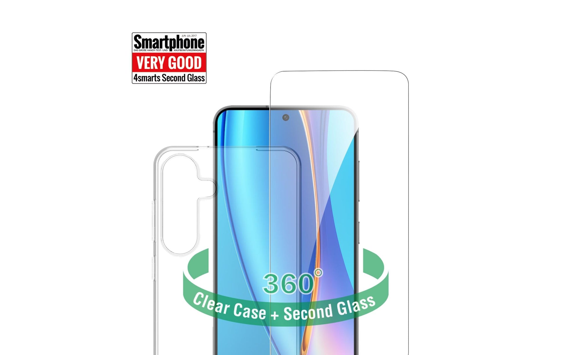 4smarts 360 Protection Set Backcover – für Samsung Galaxy S25+, PC+Gehärtetes Glas, Transparent
