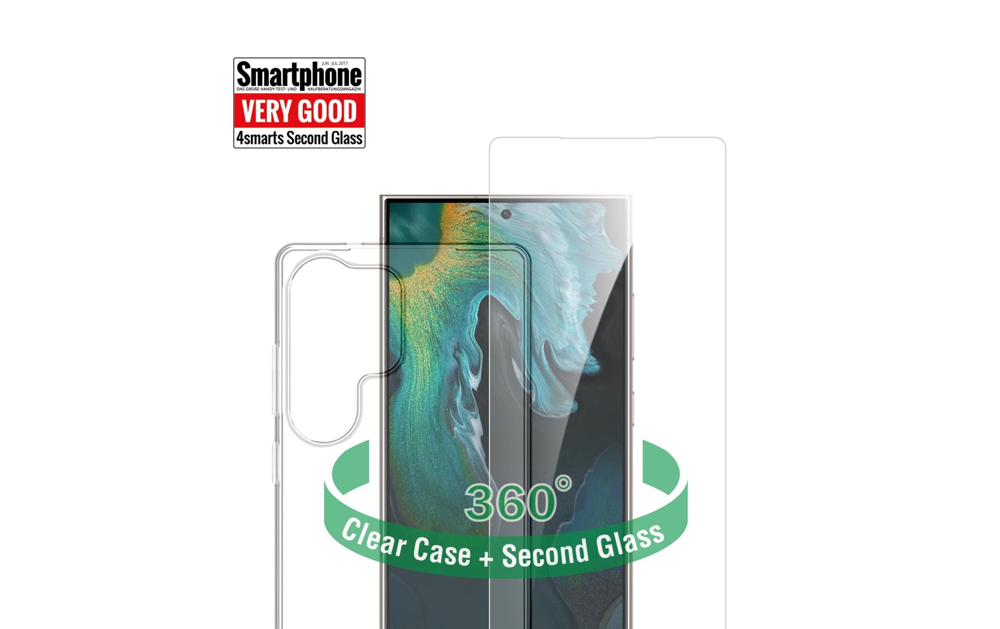 4smarts 360 Protection Set – Backcover – für Samsung Galaxy S25 Ultra, PC+Gehärtetes Glas, Transparent