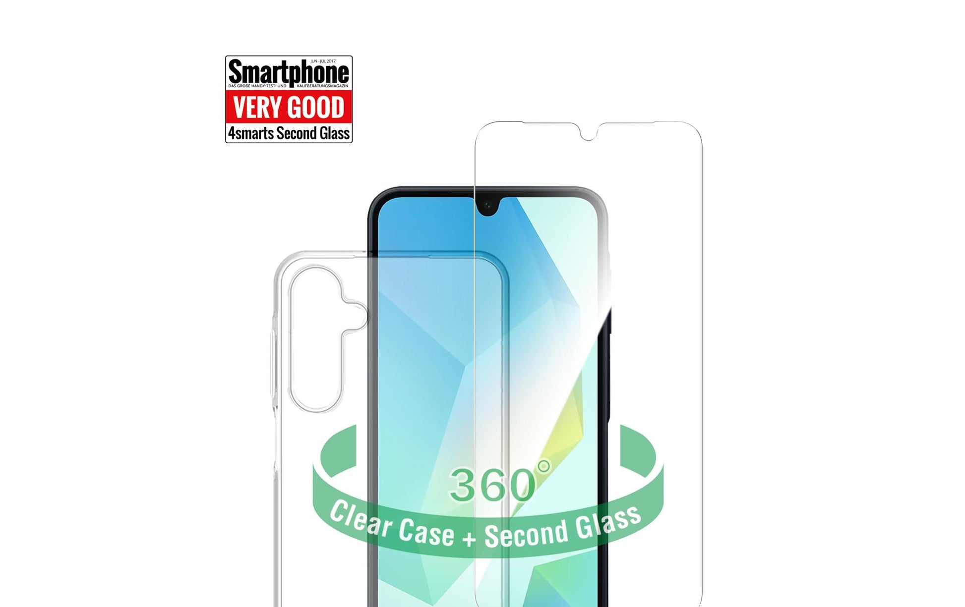 4smarts 360 Protection Set Backcover – für Samsung Galaxy A16 / A16 5G, PC + gehärtetes Glas, Transparent