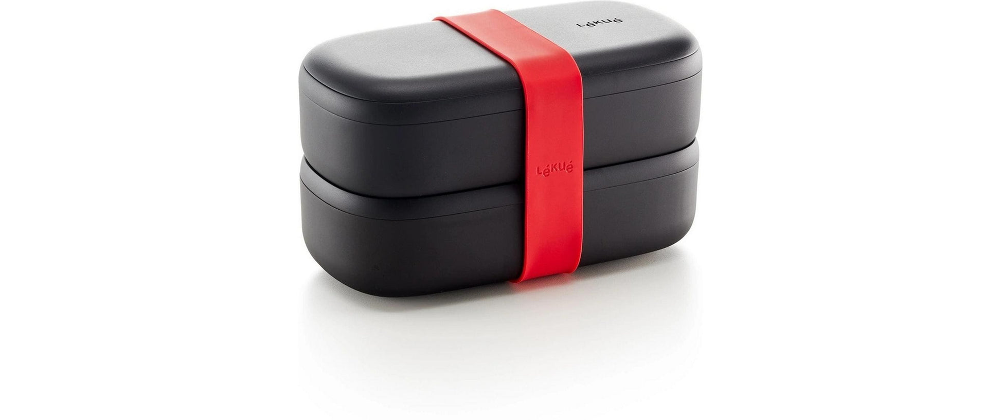 Lékué Lunchbox – 1 l, 10,0 × 19,2 × 11,0 cm, Kunststoff (PP), Schwarz, mikrowellengeeignet, mit Besteck