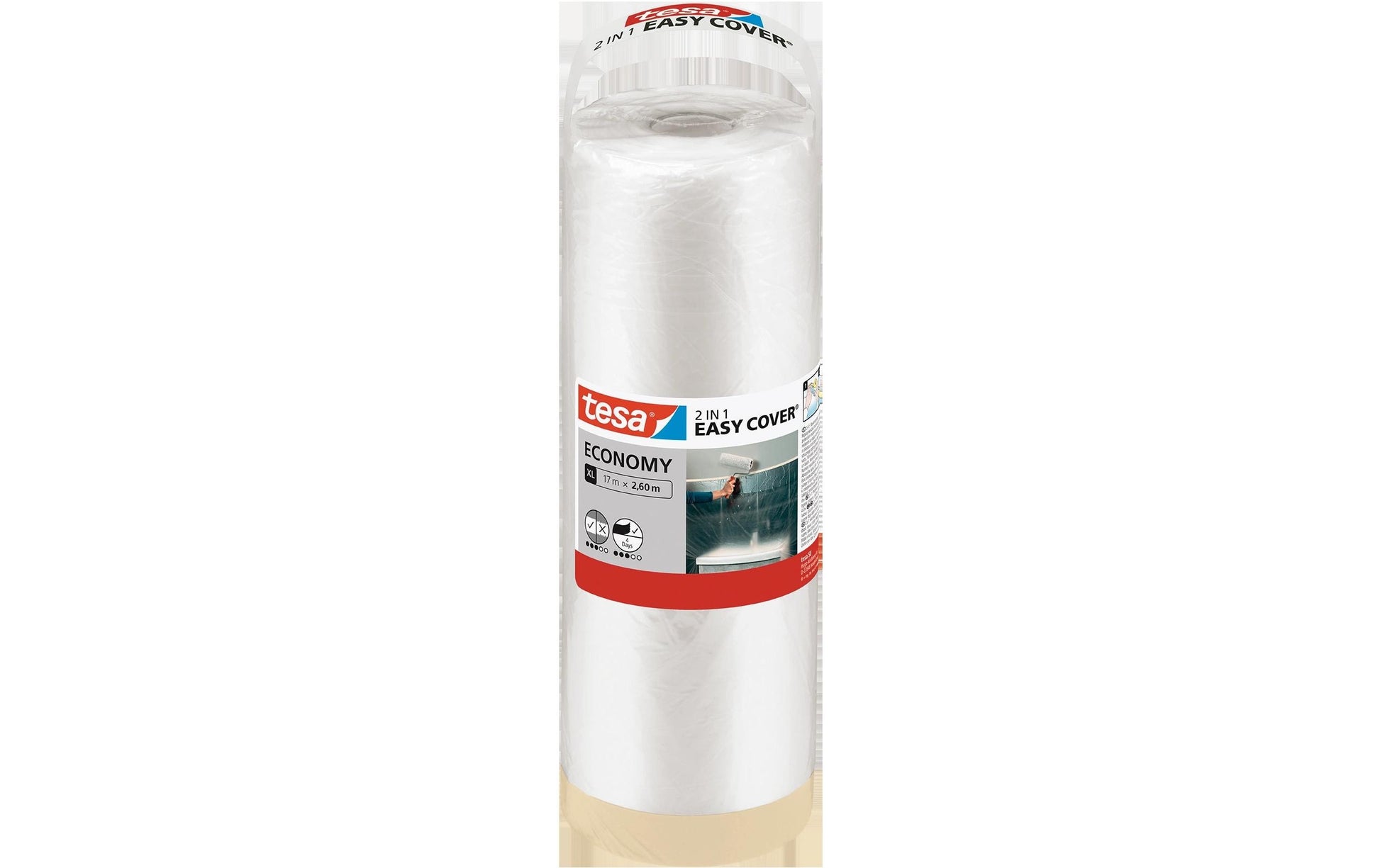 TESA Abdeckfolie mit Band Easy Cover Economy Refill XL, durchscheinend – 2'600 mm × 17,0 m