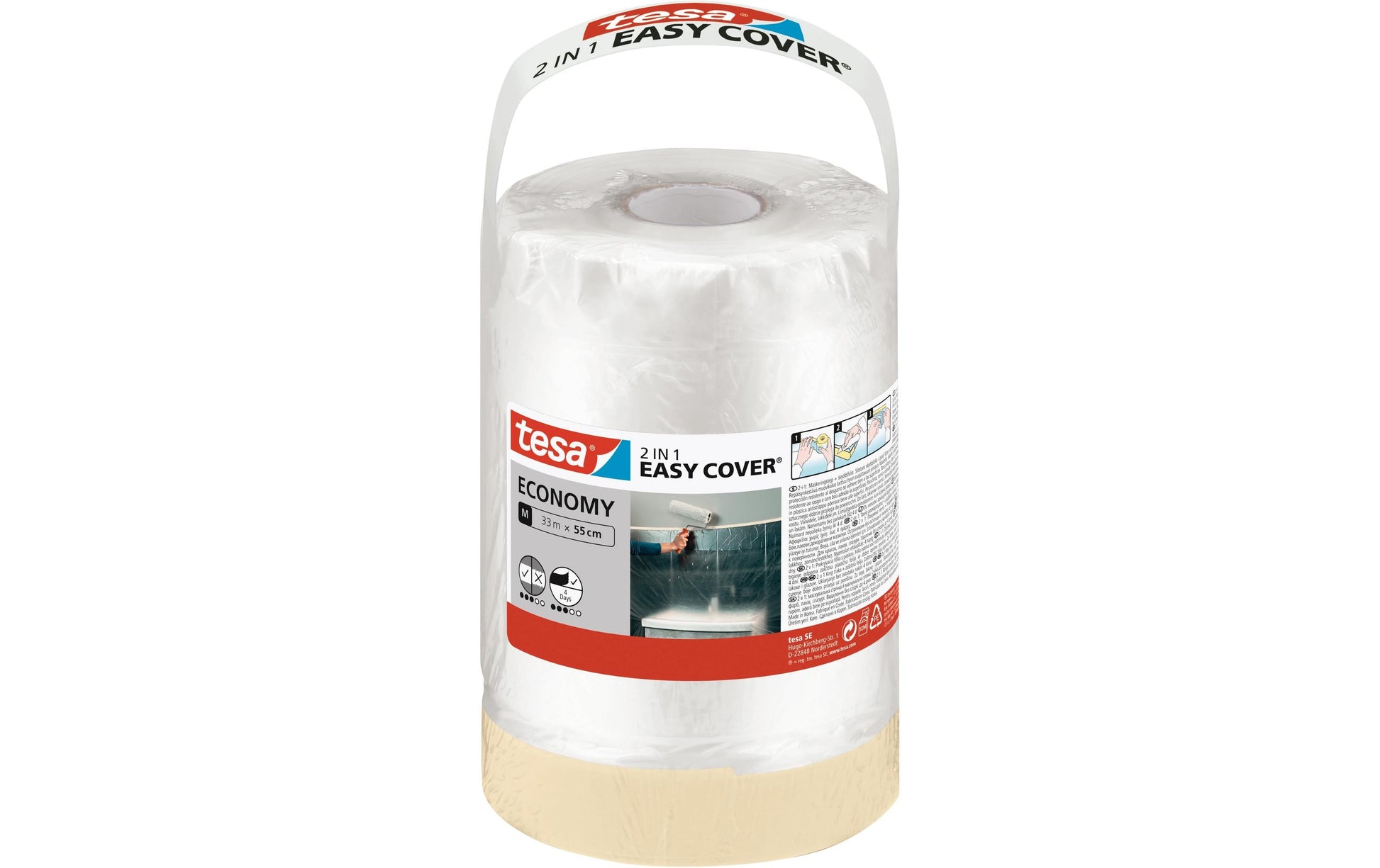 TESA Abdeckfolie mit Band, transparent – 550 mm × 33,0 m