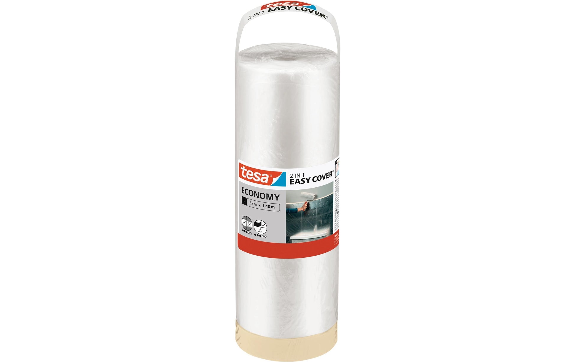 TESA Abdeckfolie mit Band Easy Cover Economy Refill, durchscheinend – 1'400 mm × 33,0 m