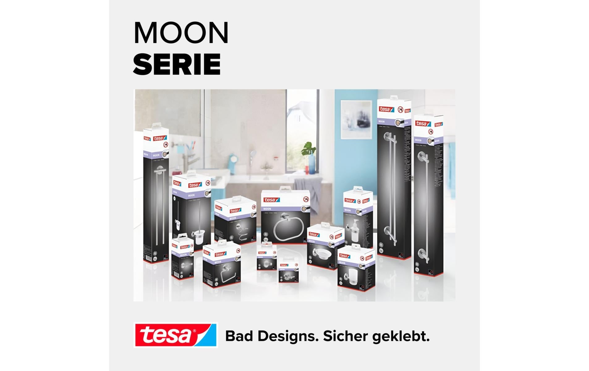 TESA Haken Moon – Edelstahl, 4 kg, Klebestreifen, 3,6×3,6×3,6 cm