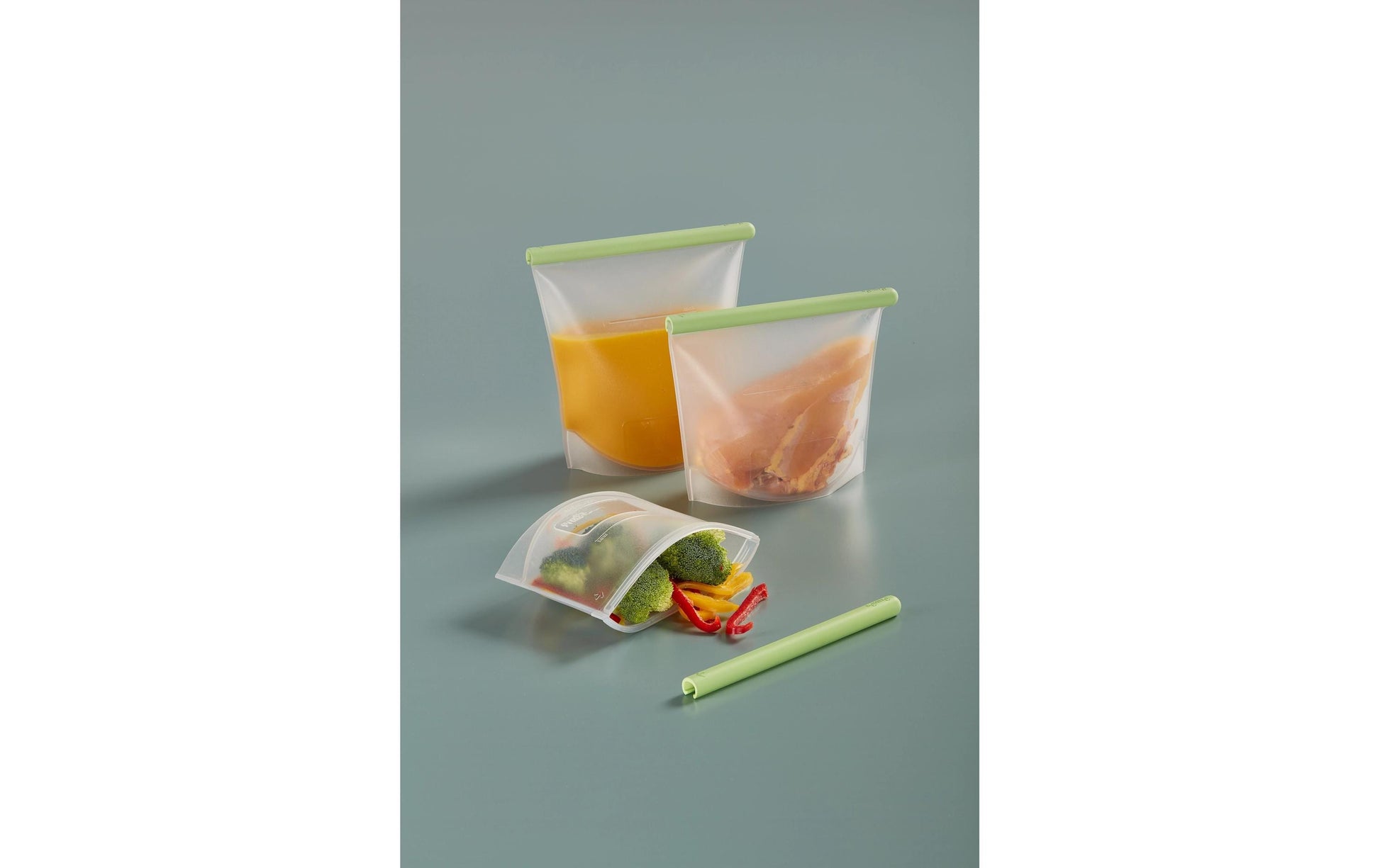 Lékué Vorratsdose 1,5 l, 20 × 21 cm, Silikon, grün/transparent, 3er-Set