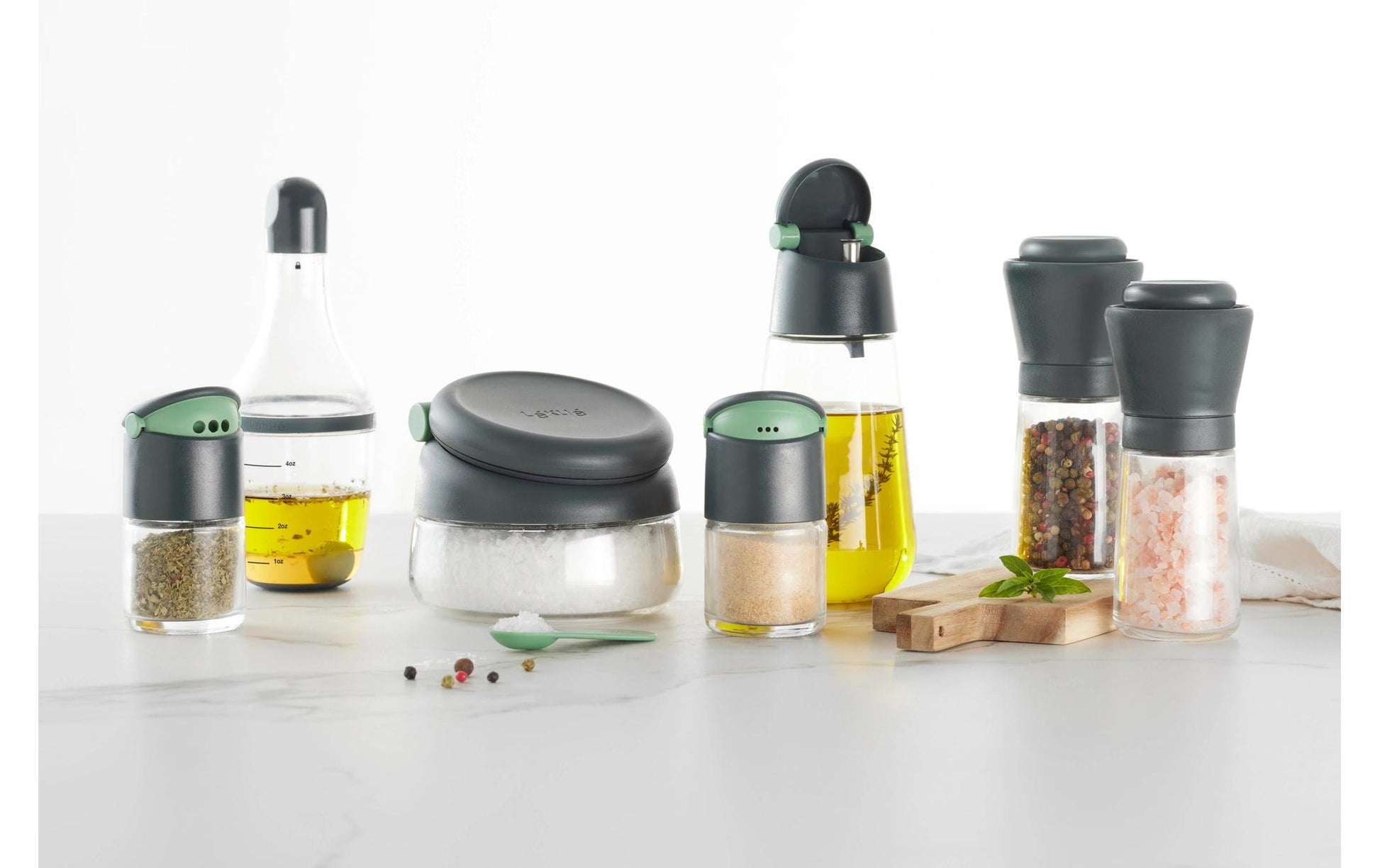 Lékué Salz- und Pfeffermühle 15,2 cm, Glas, Grau/Transparent, für Salz und Pfeffer