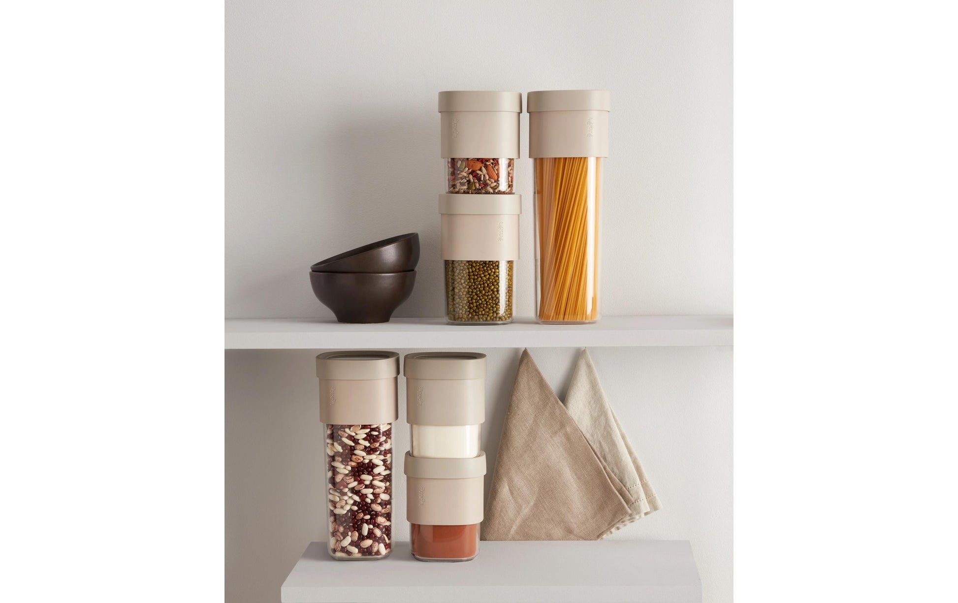 Lékué Vorratsdose 2,5 l, 10,5 × 21 × 26,5 cm, Polypropylen (PP), transparent/grün, 3-teilig