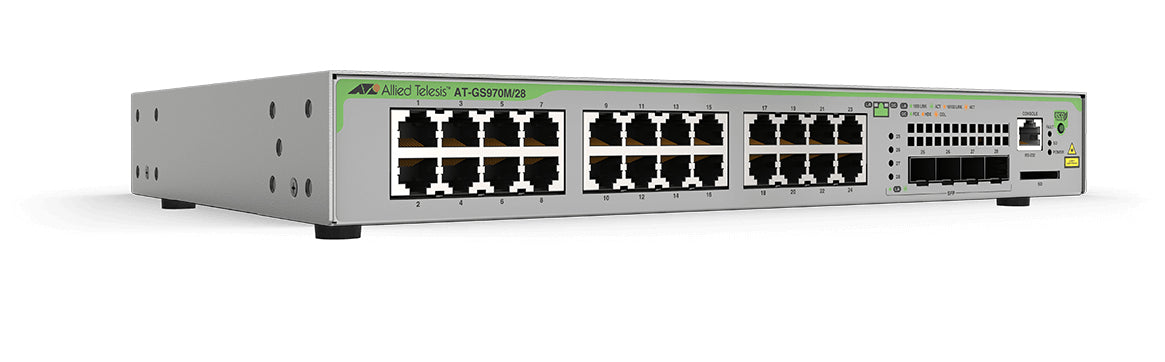 Allied Telesis GS970M – Managed L3 Switch – 24× 1G, 4× SFP, 19", 1U