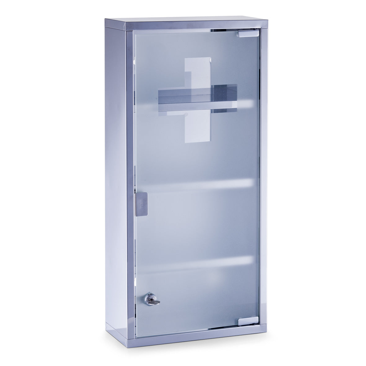 Zeller Present Erste-Hilfe-Schrank, abschliessbar, Edelstahl, 270 × 120 × 570 mm, silber