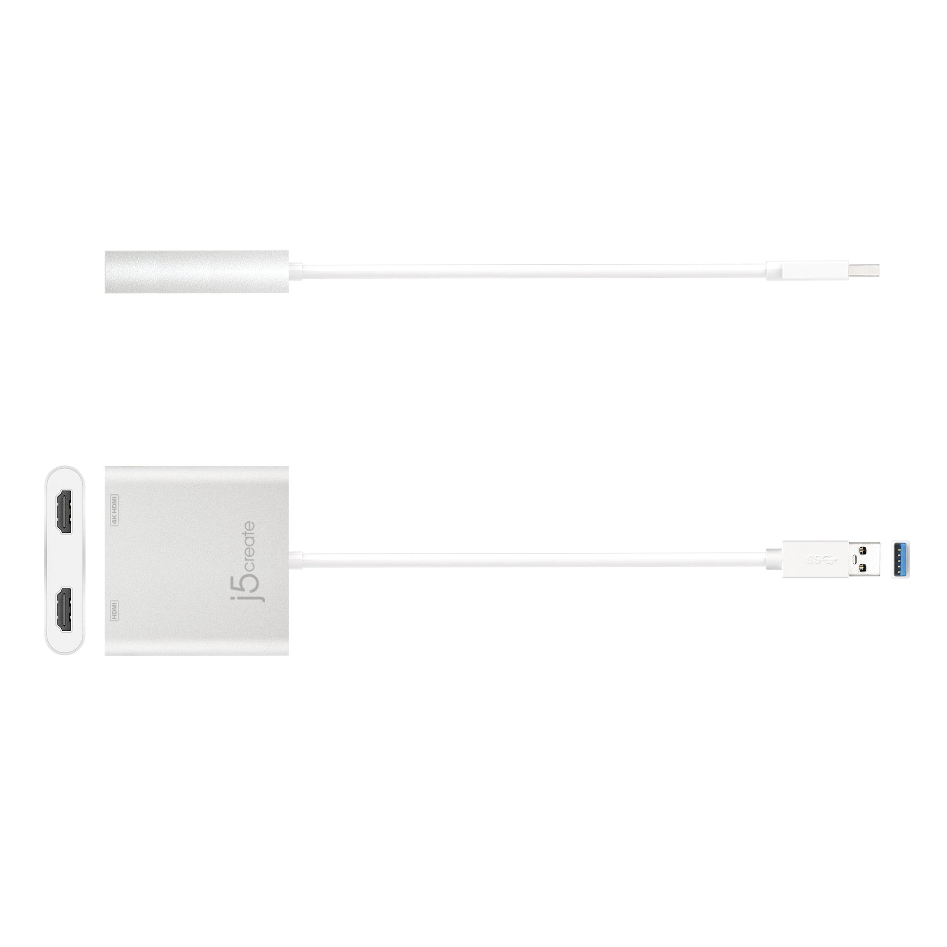j5create JUA365-N Multi-Monitor-Adapter USB-A zu 2× HDMI – 4K (3840 × 2160) @ 30 Hz, für Windows, macOS