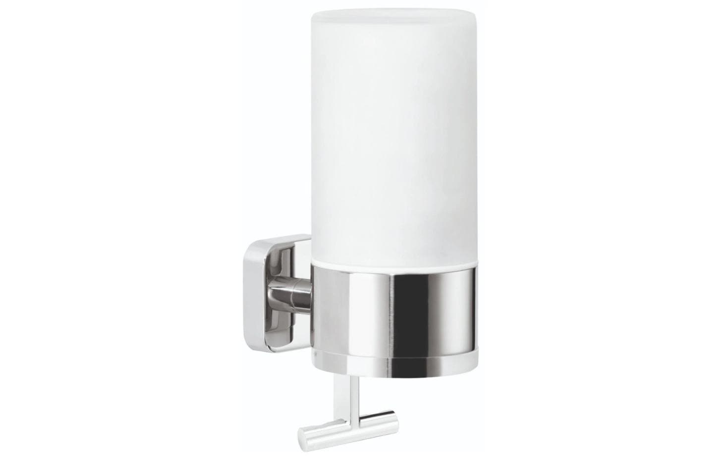 TESA Elegaant – Seifenspender, manuell, 230 ml, Wandmontage, Metall, Chrom, B 73 × H 192 × T 115 mm