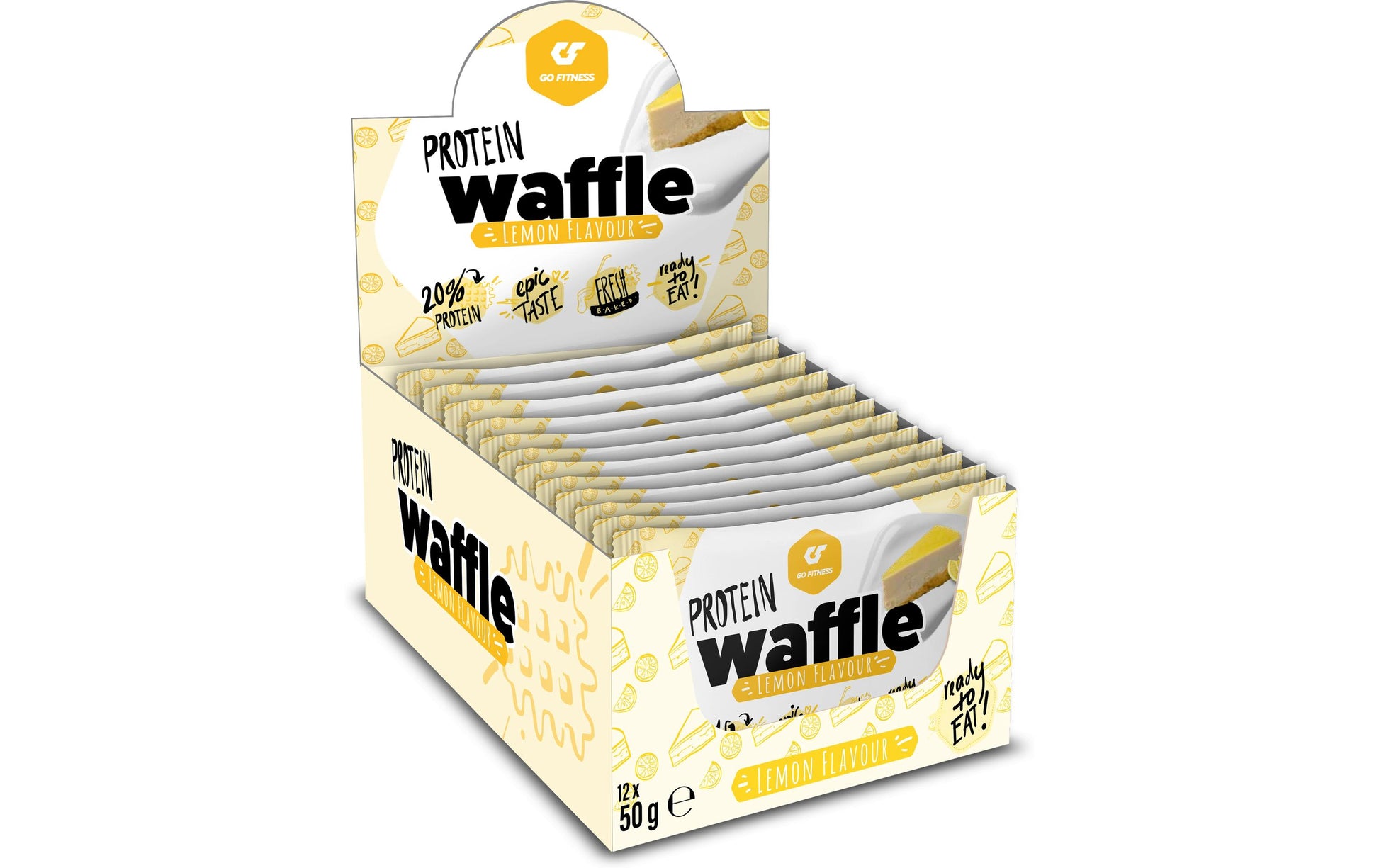 Go Fitness Protein-Waffel – Zitrone, weisse Schokolade – 12 × 50 g