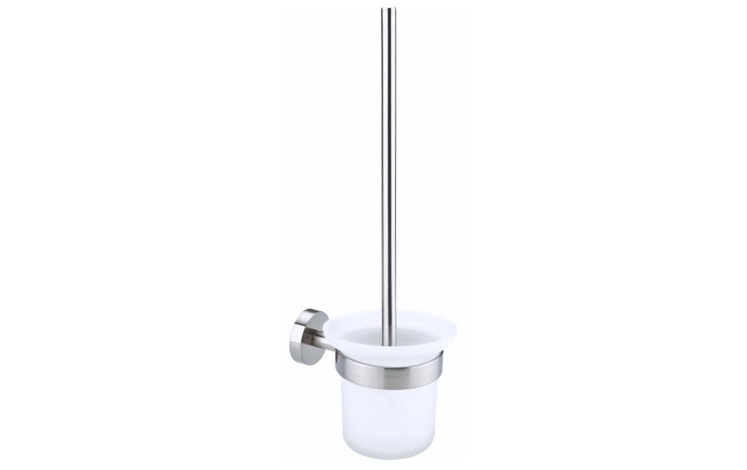 TESA WC-Garnitur Moon – Edelstahl/Glas, Weiss, Wandmontage, 14,7 × 11,5 × 39 cm