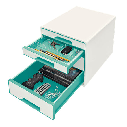 Leitz WOW Cube Aufbewahrungsbox – türkis metallic, Kunststoff (PS)