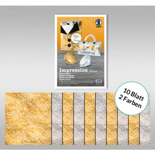 URSUS Fotokarton – 23 × 33 cm, gold/silber, 140 g/m² – 10 Blatt