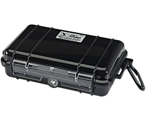 Peli Micro Case 1050 Transport-/Schutzhülle 1,05 l – IP67, mit Gummieinlage, schwarz B 203 × H 79 × T 129 mm