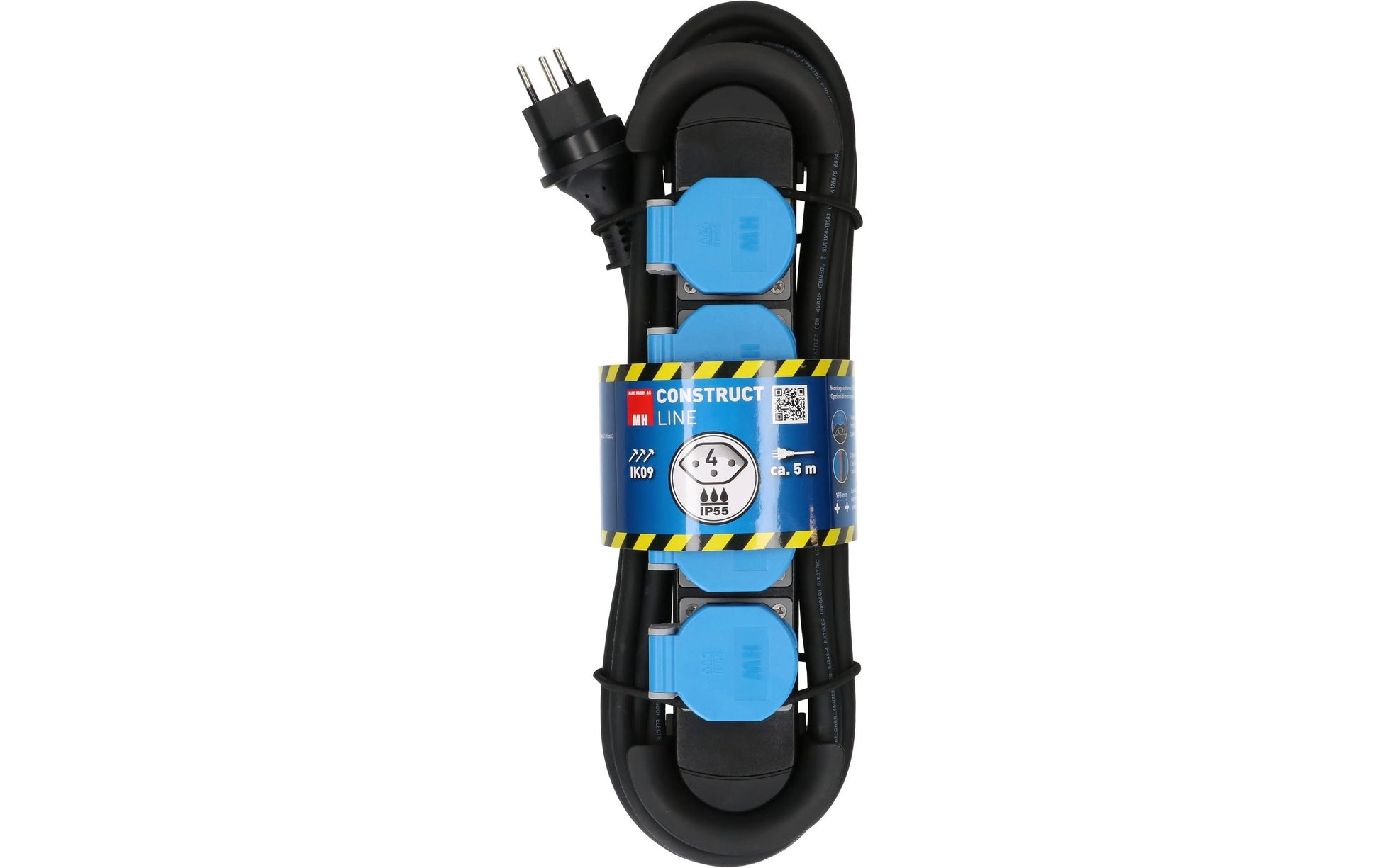 Max Hauri AG Max Hauri Construct Line SZ/BL – Steckdosenleiste, 4× T13, mit 4 Schaltern, 5 m, Stecker T13, IP55