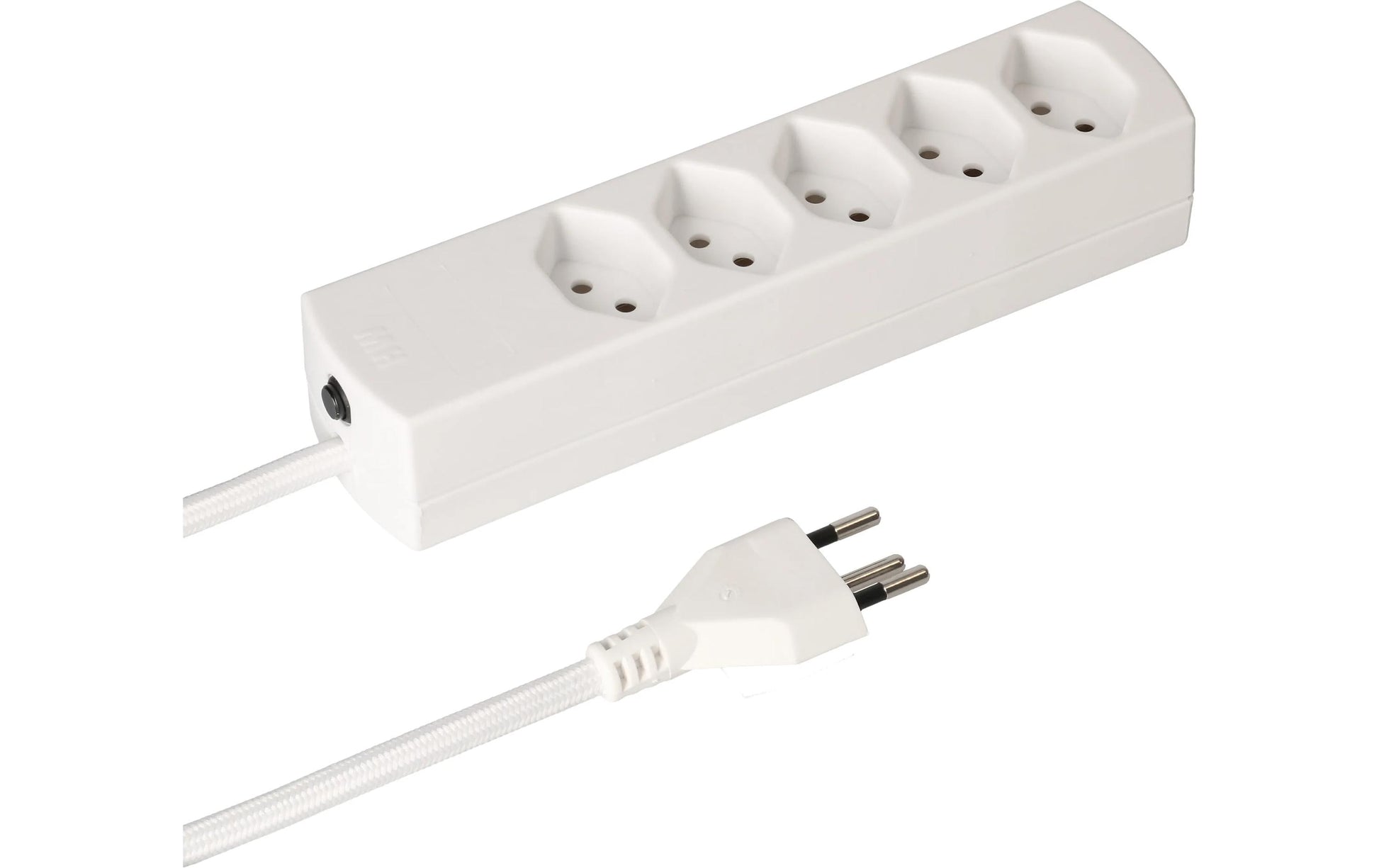 MaxTex Steckdosenleiste, 5×T13, ohne Schalter, 2 m, Eingang T12, IP20 – weiss