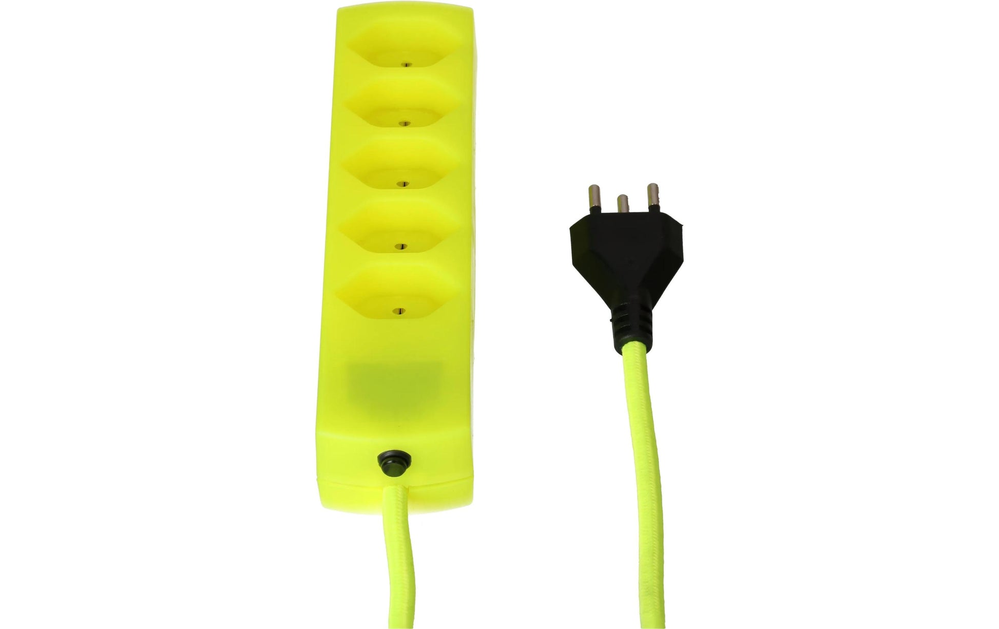 MaxTex Steckdosenleiste – 5× T13, 2 m, mit Schalter, Gelb/Neongelb