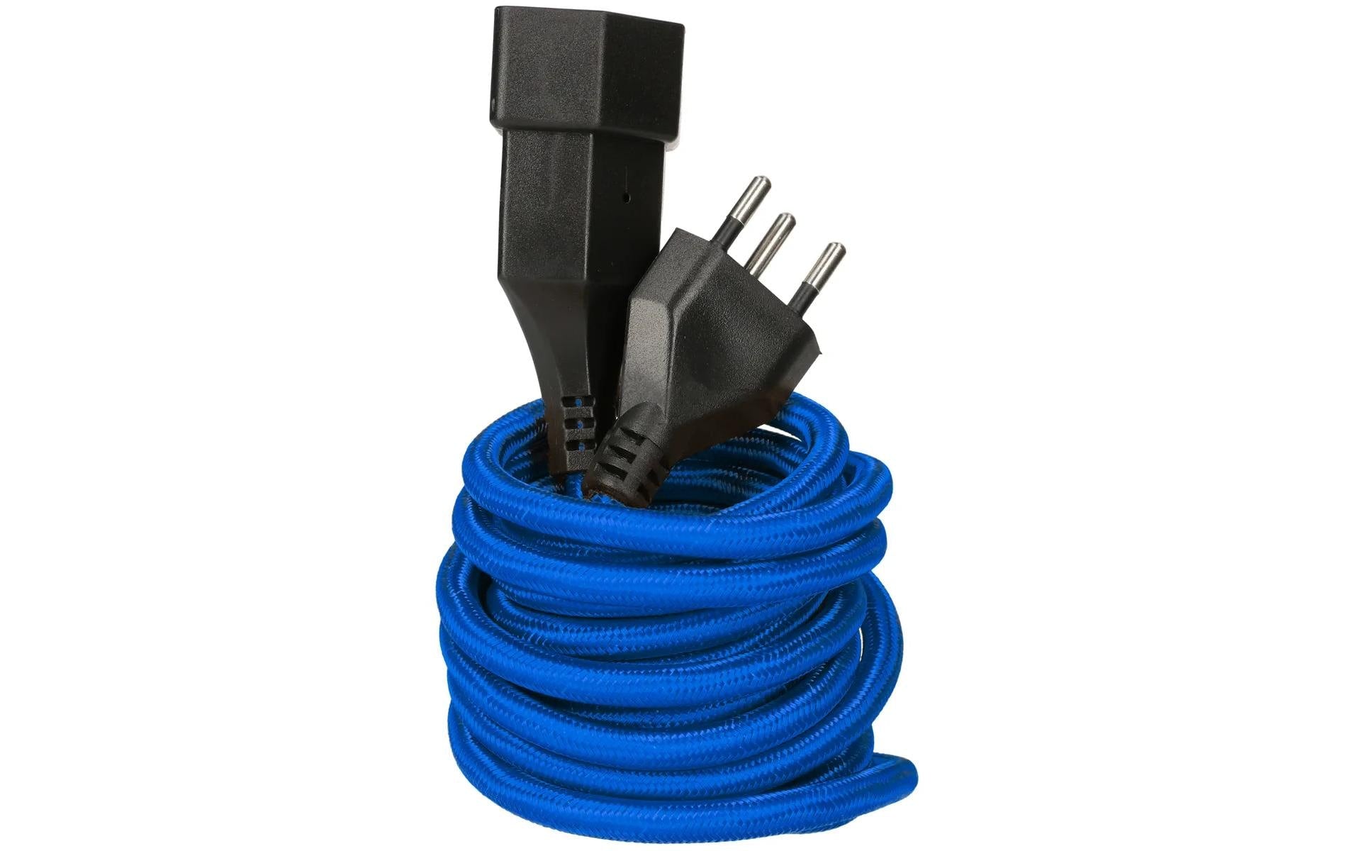 MaxTex Verlängerungskabel – T13–T12, 3 m, Textil, 1 mm², Blau